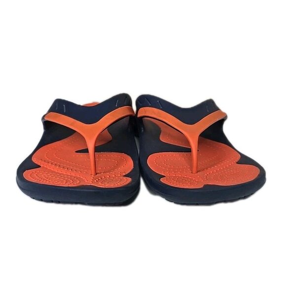 Crocs Orange Blue Modi Dual Comfort Sport Flip Flops Men’s Size 12 Broncos - Picture 3 of 7